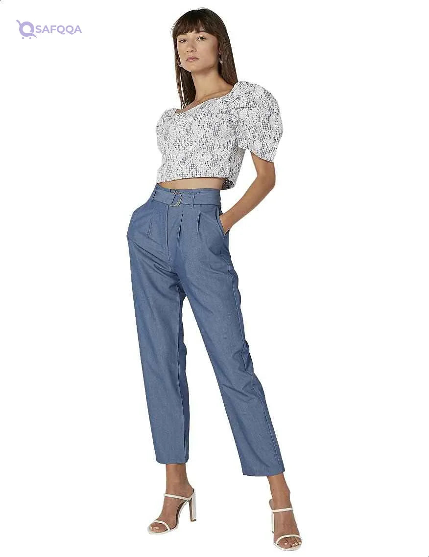 2Xtremz Lace V-Neck Puff Short Sleeves Blouse for Women - Safqqa Egypt