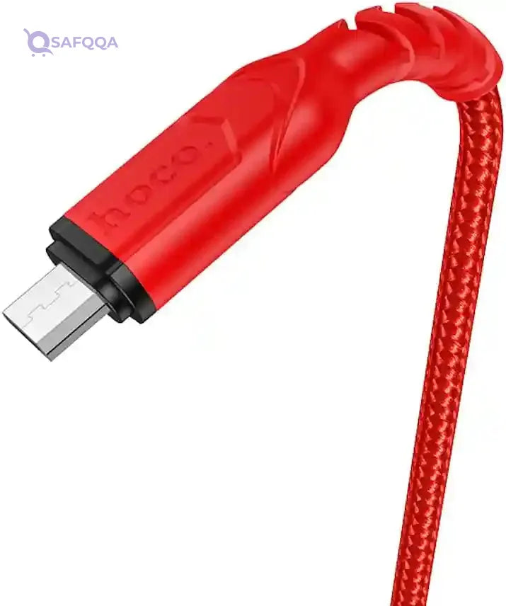 Hoco X59 - Victory Charging And Data Transmittion Cable (2.4A - 1M), USB-A To Micro-USB Plug, Compatible With Samsung Huawei Xiaomi Oppo - Red - Safqqa