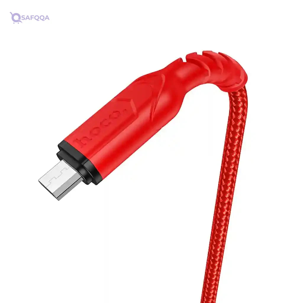 Hoco X59 - Victory Charging And Data Transmittion Cable (2.4A - 1M), USB-A To Micro-USB Plug, Compatible With Samsung Huawei Xiaomi Oppo - Red - Safqqa