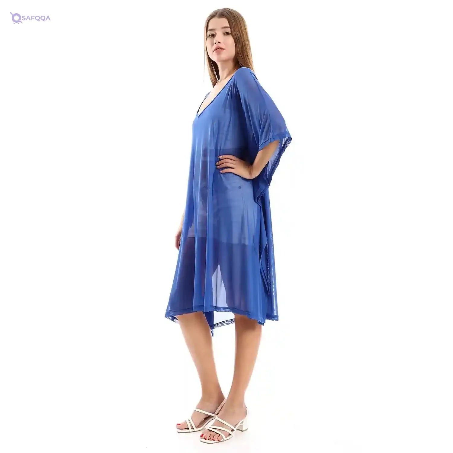 Jamila Women Sheer Cover UP ,royal blue - Safqqa Egypt