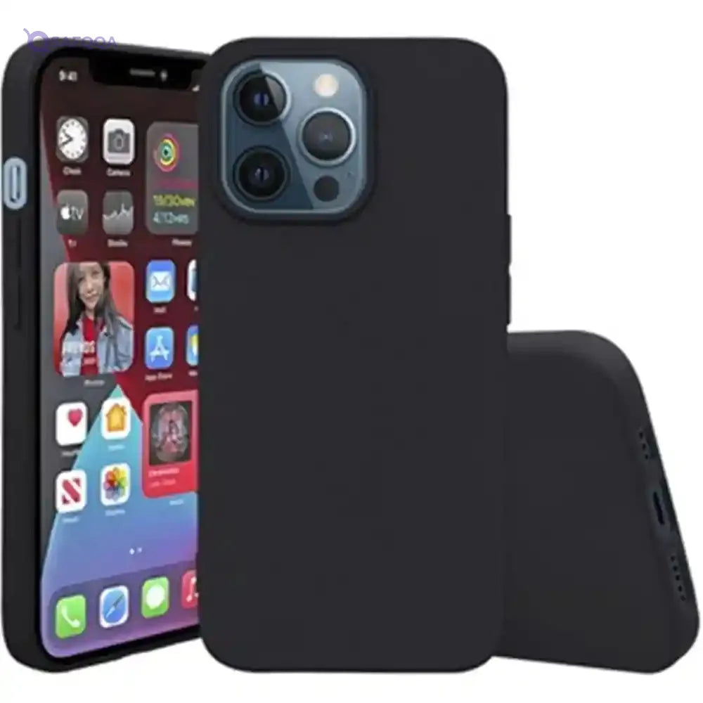 Case for iPhone 14 pro, 6.1-Inch, Silky-Soft Touch, Full-Body Protective Case, Shockproof Cover with Microfiber Lining (Black) - Safqqa