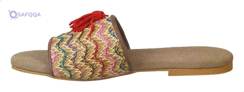 U By Misura Tassel-Detail Braided Straw Strap Round-Toe Slide Slippers for Women - Multi Color - 37 EU - Safqqa Egypt