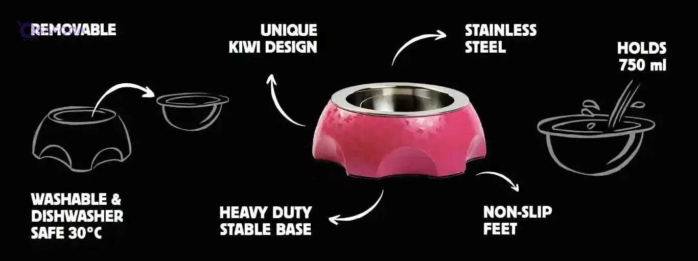 Kiwi Walker Pink Cheese Bowl for Dogs 26x9 cm - Safqqa
