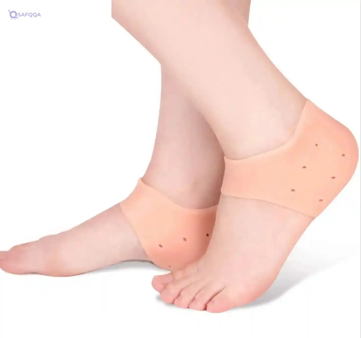 Silicone Gel Heel Protectors – Plantar Fasciitis & Heel Spur Relief – Breathable Heel Cushions for Foot Pain - Safqqa