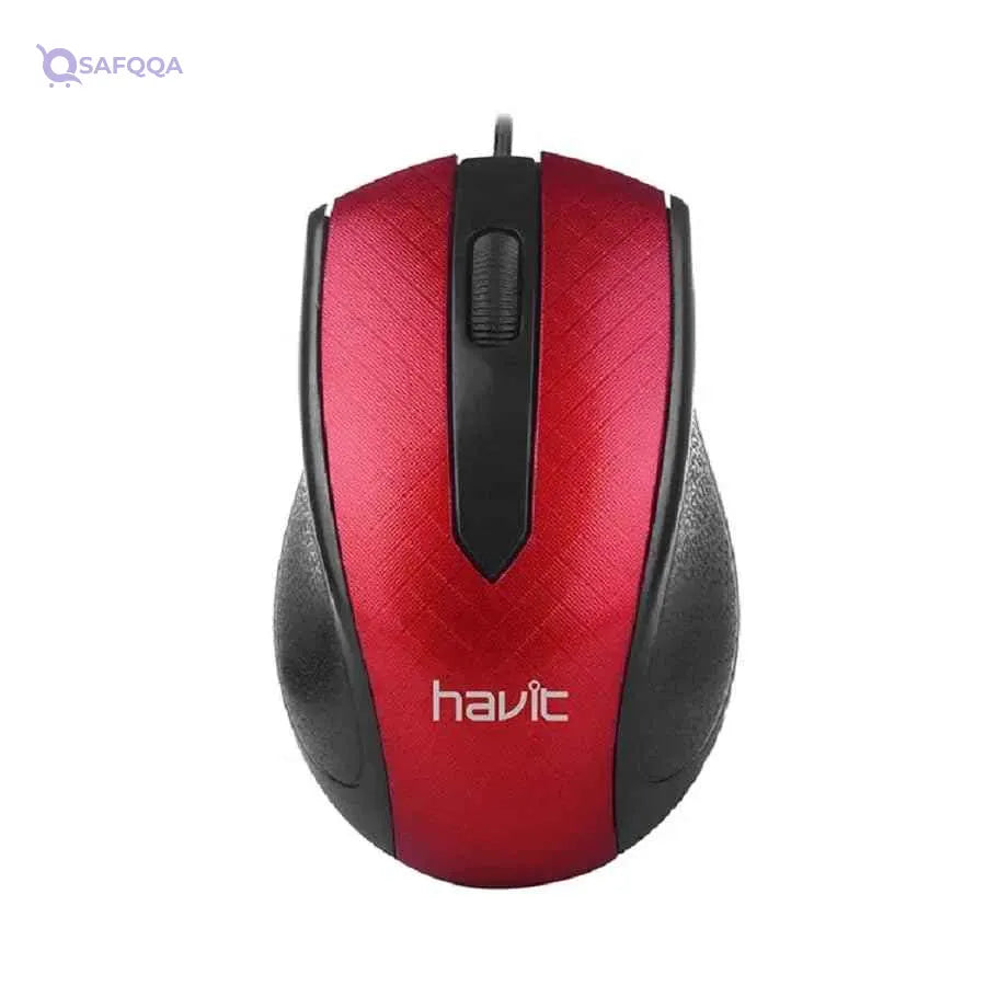 HAVIT MS80 OPTICAL 1200 DPI, 3 KEYS USB MOUSE, RED - Safqqa