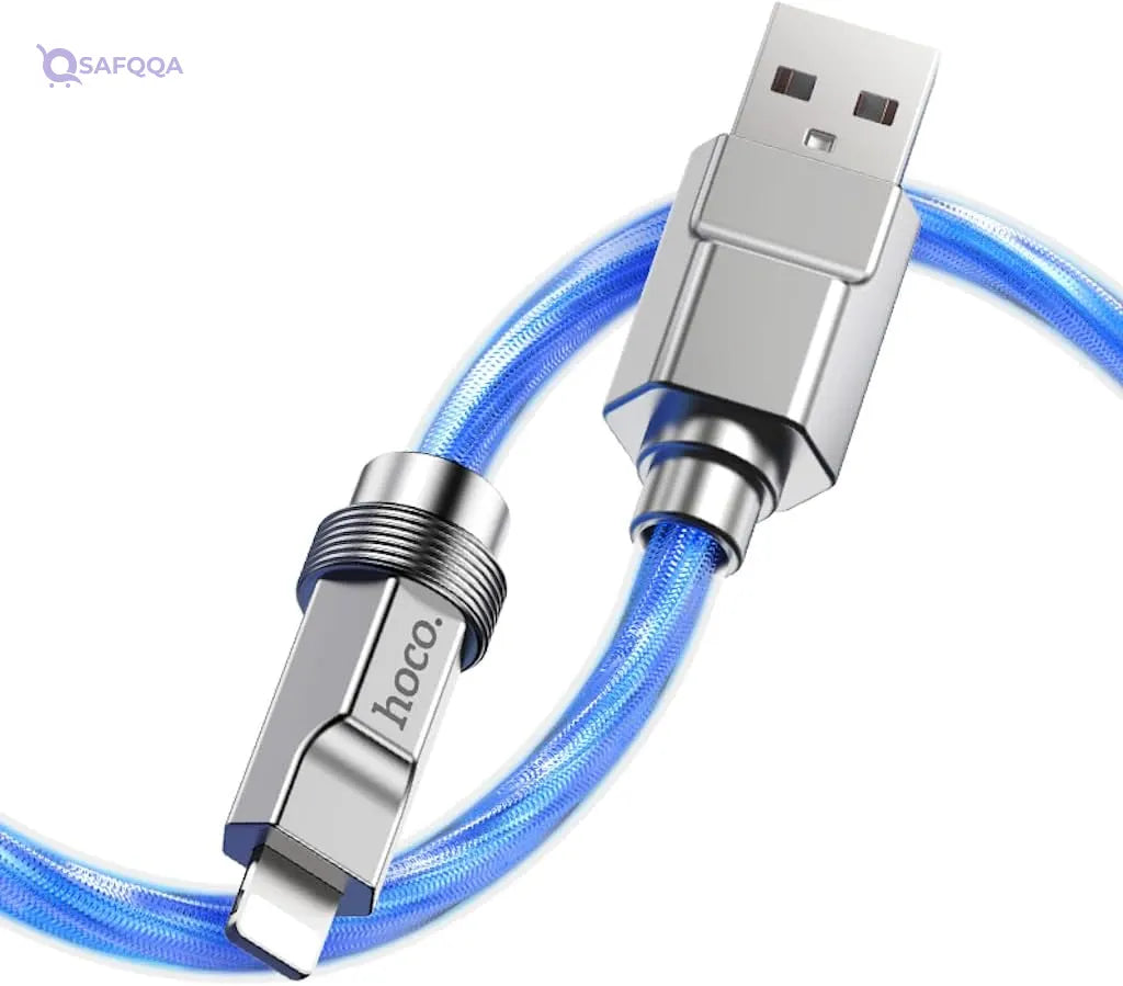 Hoco U113 - Solid Charging And Data Transmition Cable , USB-A To Lightning Plug, Compatible With Apple iPhone iPad Airpods - Safqqa