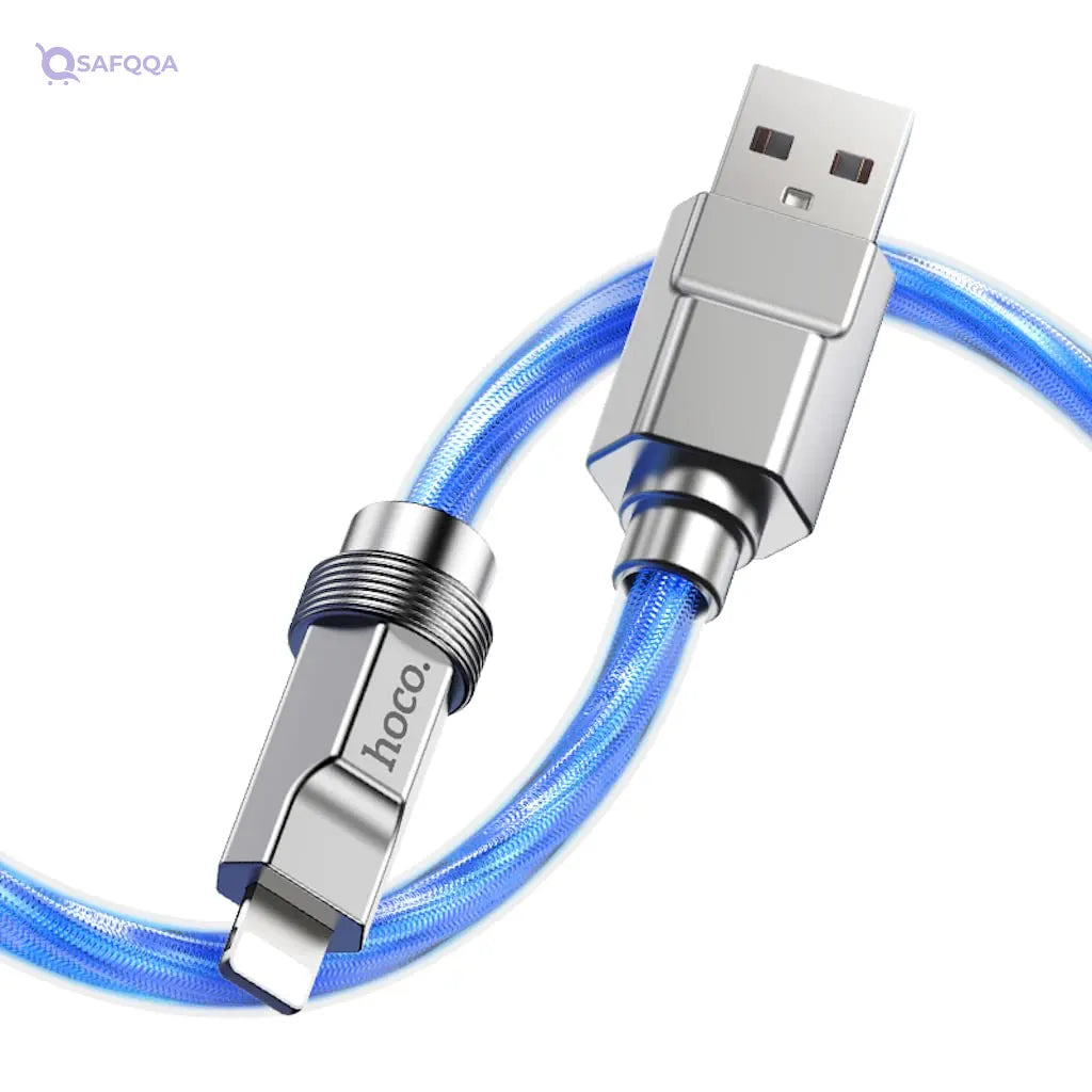 Hoco U113 - Solid Charging And Data Transmition Cable , USB-A To Lightning Plug, Compatible With Apple iPhone iPad Airpods - Safqqa