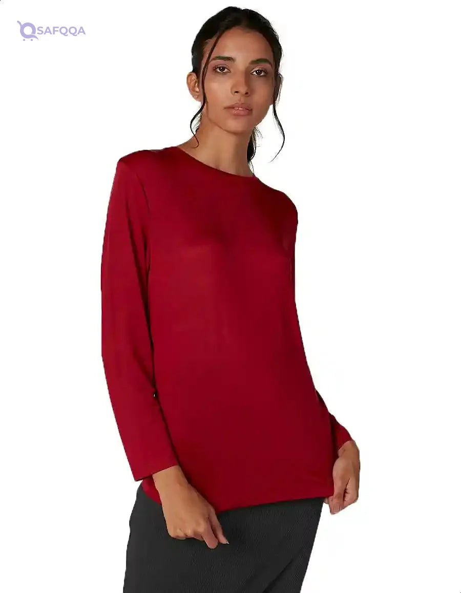Splash Basic Round Neck Long Sleeves T-Shirts for women - Safqqa Egypt