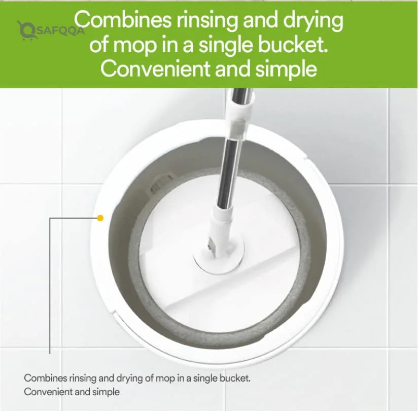 Scotch-Brite 2-in-1 Bucket Spin Mop set (includes: mop with stick, bucket, mop refill), 1 set/pack | 360 easy all-around cleaning | Cleaning Mop | rinsing and drying in a single bucket | Floors - Safqqa