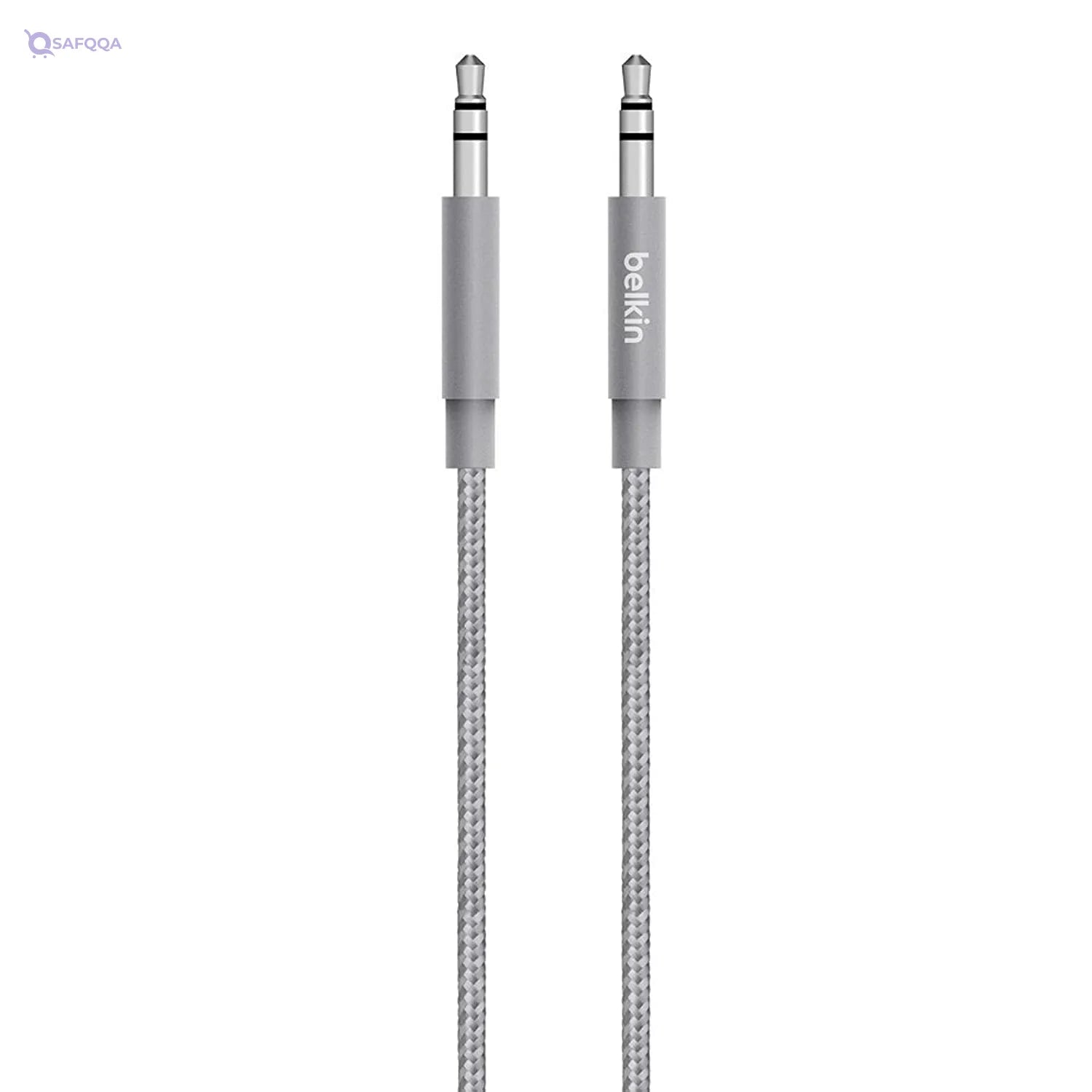 Belkin Mixit Metallic Aux Audio Cable 4 Ft / 1.2 Meters - 3.5Mm Braided Tangle Free Auxiliary Cable With Aluminuim Connectors, Durable And Sleek Audio Link - Grey - Safqqa