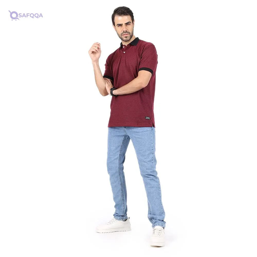 FIRE WOOD Full Print Zig zag Basic Polo For Men,,Soft, breathable fabric for all-day comfort. - Safqqa