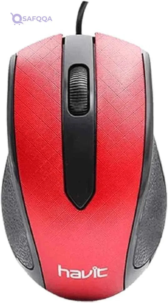 HAVIT MS80 OPTICAL 1200 DPI, 3 KEYS USB MOUSE, RED - Safqqa