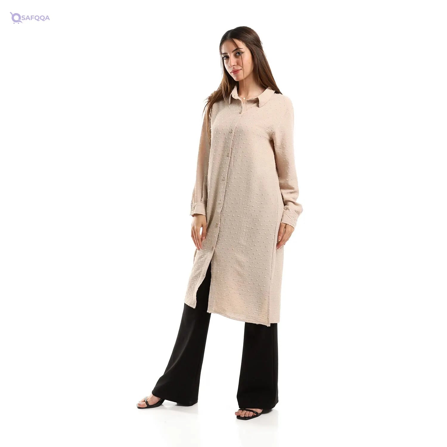 Jamila Women Self Stitches Tunic with Sided Slits - Safqqa