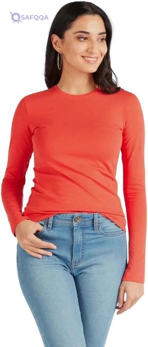 Splash basic tshirt for women, red-size: 38 - Safqqa Egypt