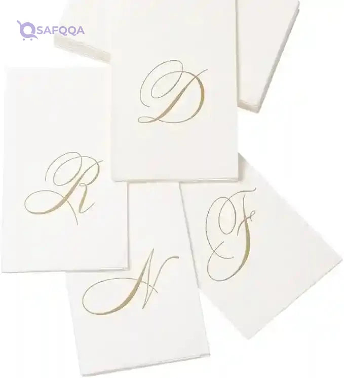Caspari Signature Gold Initial B Paper Linen Guest Towels - White Pearl - Pack of 24 - Safqqa Egypt