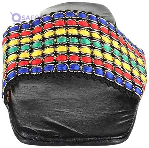 OX Faux Leather Multicolor Slides OX0011 For women - Safqqa