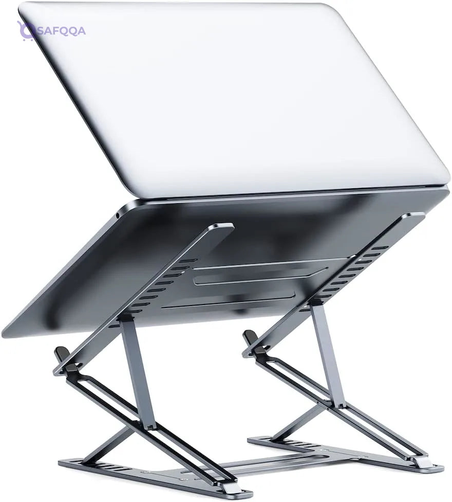 Boneruy Double-Layer Foldable Laptop Stand, Compatible with Laptops up to 17.3 inches - Silver - Safqqa