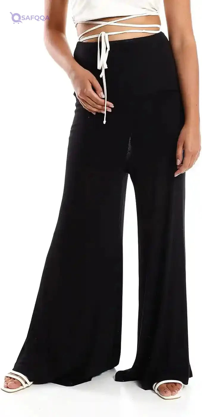 JAMILA Women Solid Pattern Flare Fit Pants - Safqqa Egypt