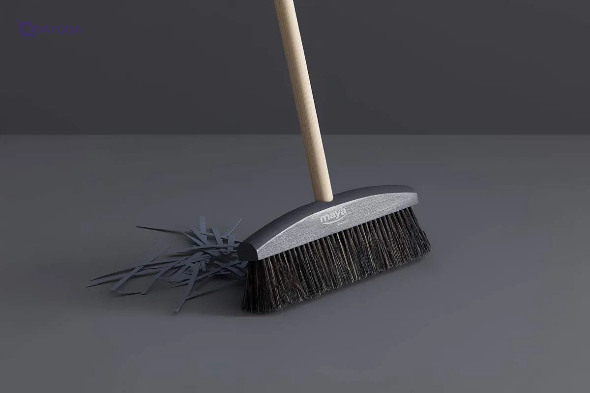 Maya Kinnell Broom + Handle Grey  Durable plastic construction for long-lasting use - Safqqa