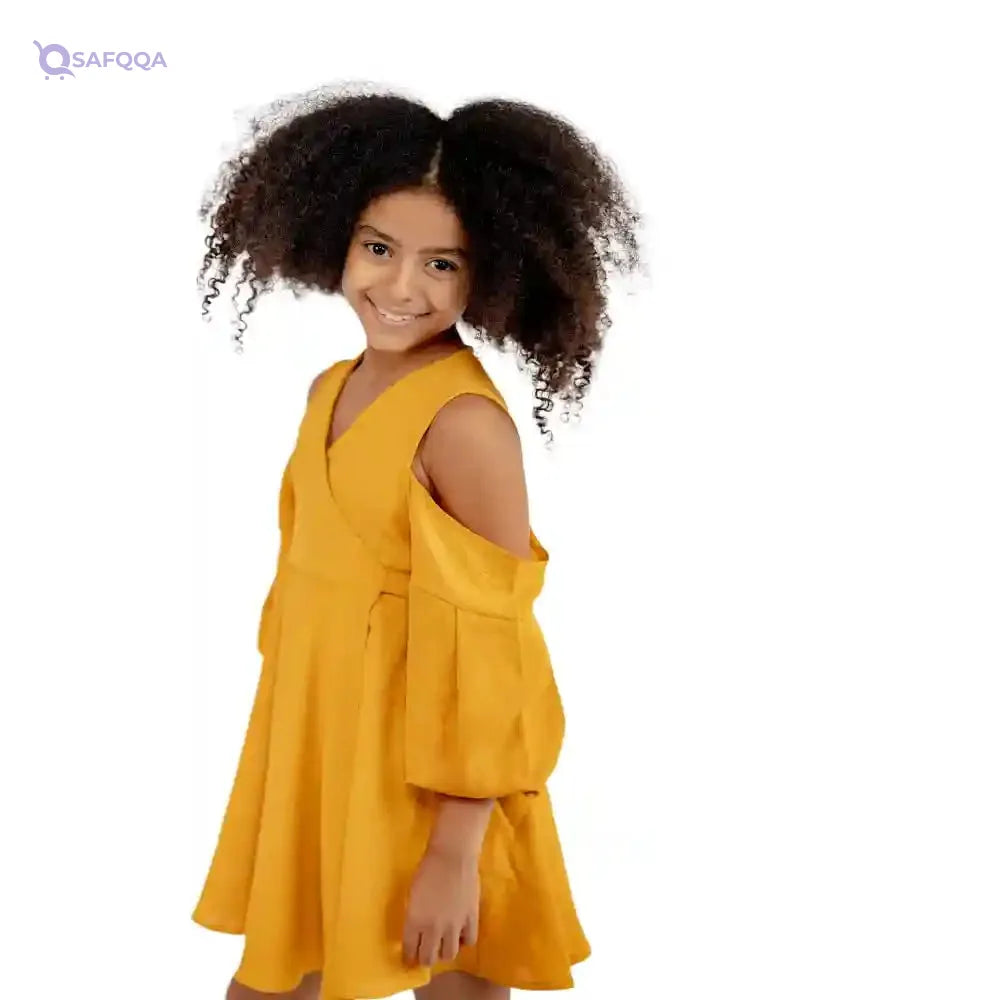 Teddy Dress For Girls -Mustard- - Safqqa Egypt