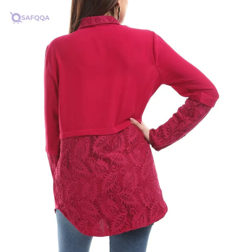 ESLA Long-sleeved Long Shirt For Women,Extended length for a flattering, relaxed fit. - Safqqa