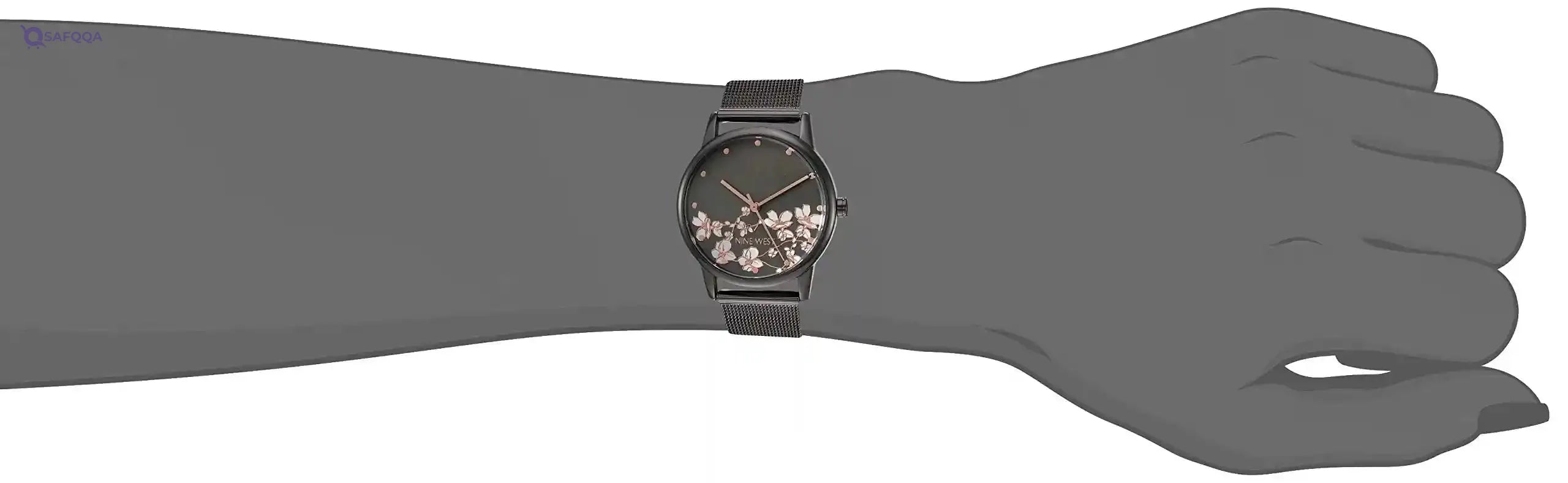 Nine West Women's Bracelet Watch, Silver/Gunmetal, Quartz Movement - Safqqa