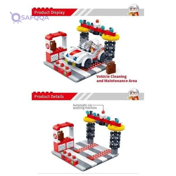 BanBao Vehicle Cleaning and Maintenance Area - Pull Back Cars for Toddlers (219 Pieces) B8639 - Safqqa Egypt