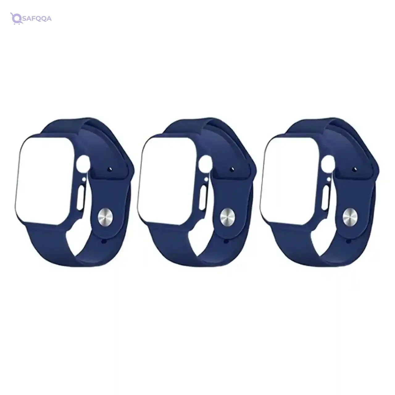 Strap watch 2 in 1 3pieces for for apple watch size 42/44 dark blue - Safqqa