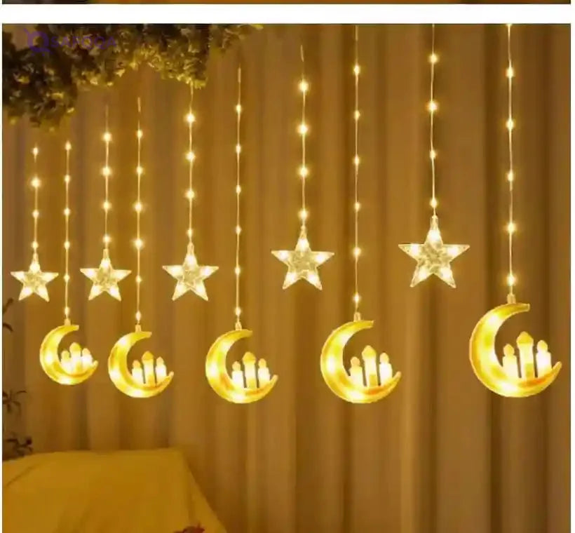 Ramadan Decoration Lamp, 8 Lighting Modes, Battery Operated Ramadan Lamp for Indoor Use, Curtains, Home, Party - Safqqa Egypt