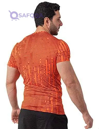 Magma Polyester Printed Round Neck Short Sleeves Sport T-Shirt for Men - Safqqa Egypt