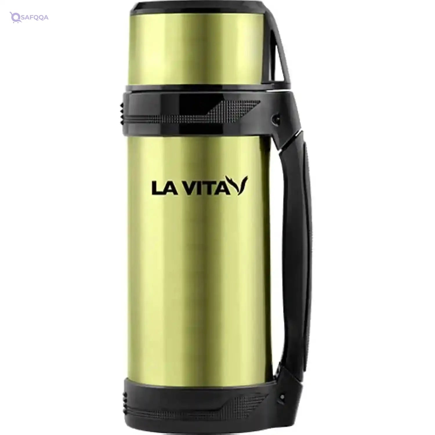 La Vita - thermos stainless steel 1.00 liter mitac gold with handle & deluxe belt - Safqqa