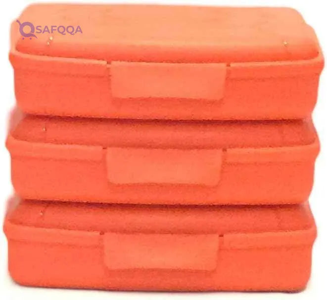 Mintra Home Utility Boxes - 375ml ORANGE 3pk - (6.5inW x 4.25inD x 1.5inH) - great utility box, storage box for pencils, pens, crafts and other small items - Safqqa
