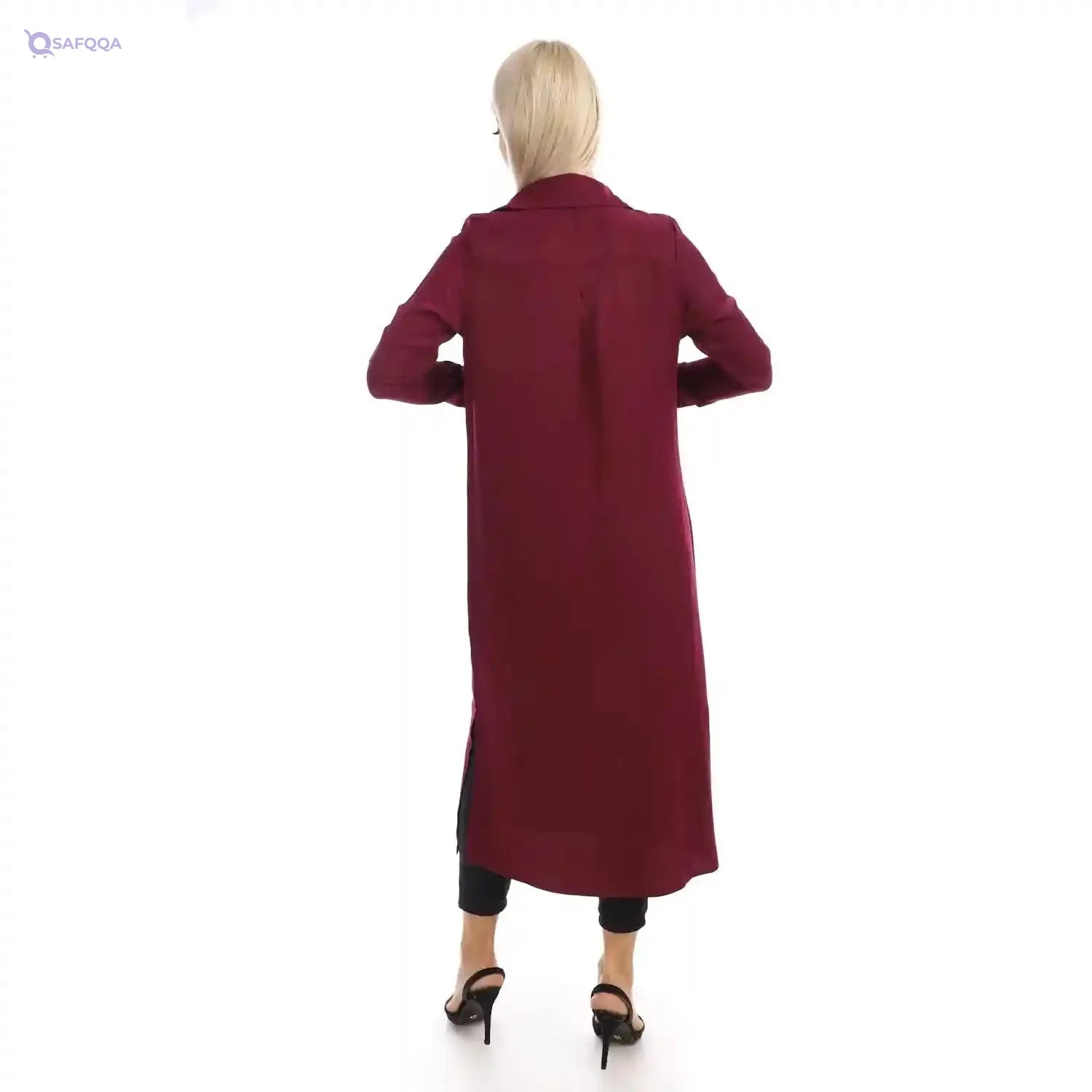 Jamila Women long sleeves soft satin buttoned shirt dress - Safqqa Egypt