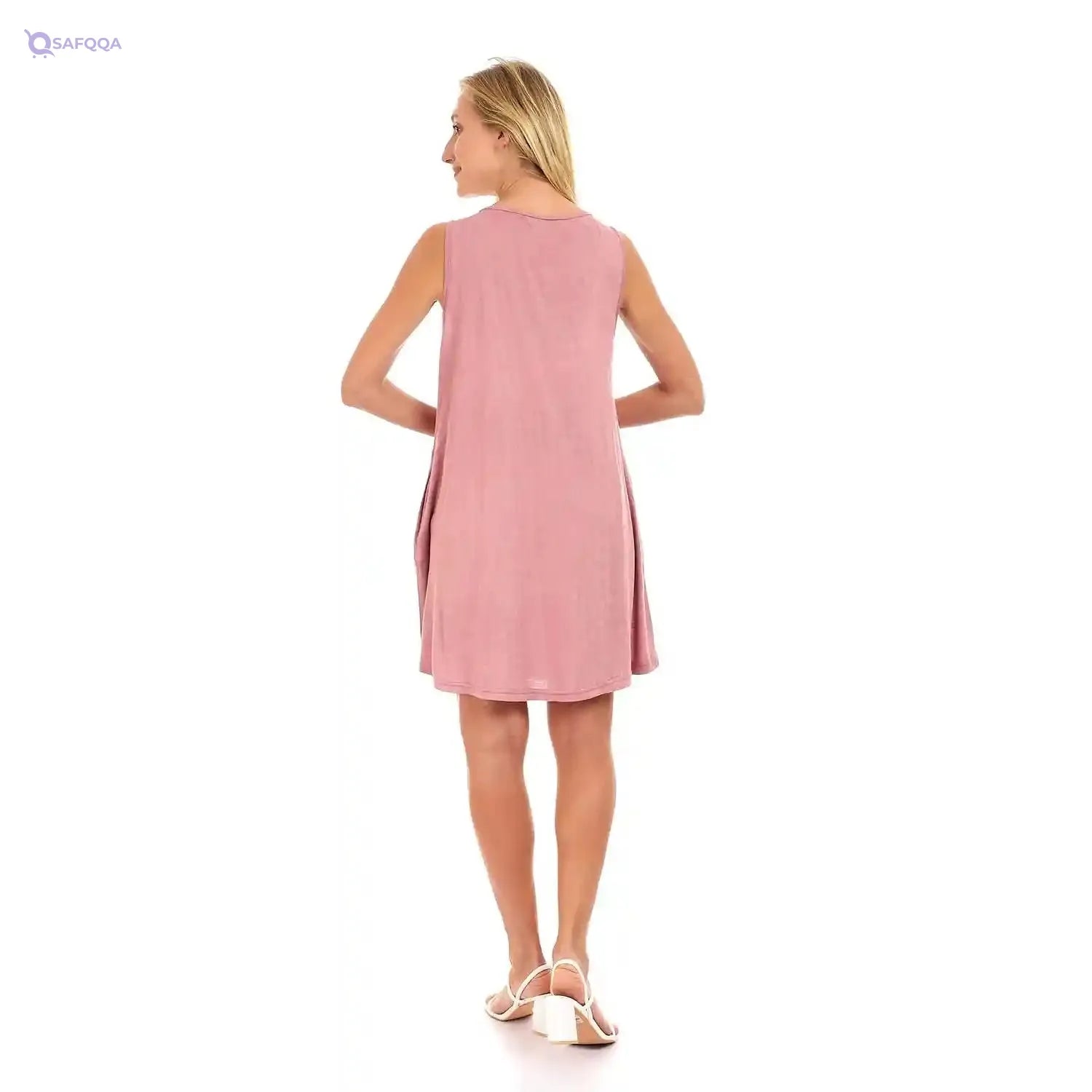 Kady Women Self Patterned Sleeveless Round Sleepshirt-Nightdresses & Nightshirts - Safqqa Egypt