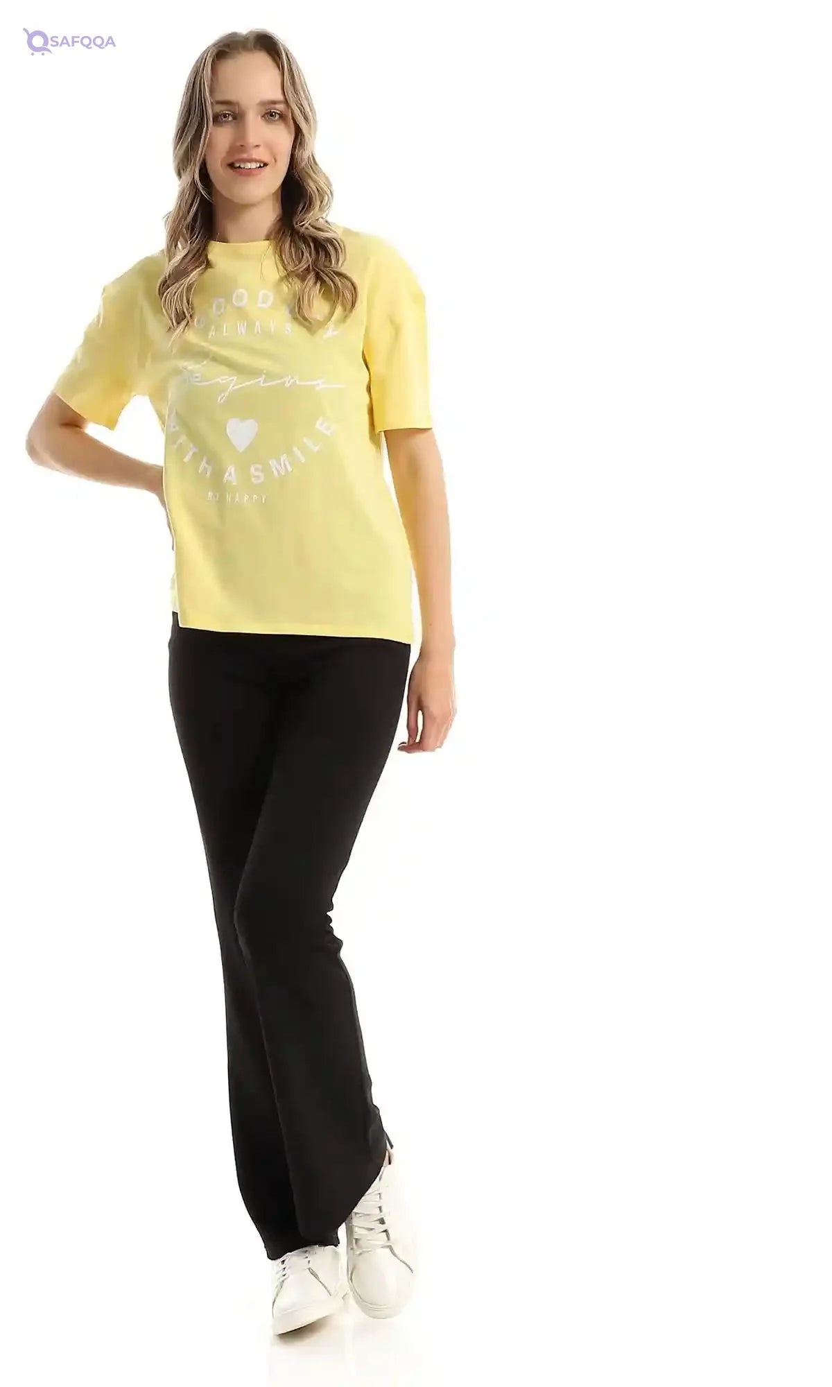 Ravin 98237 Loose Fit Printed Yellow Cotton Summer Tee - Safqqa Egypt