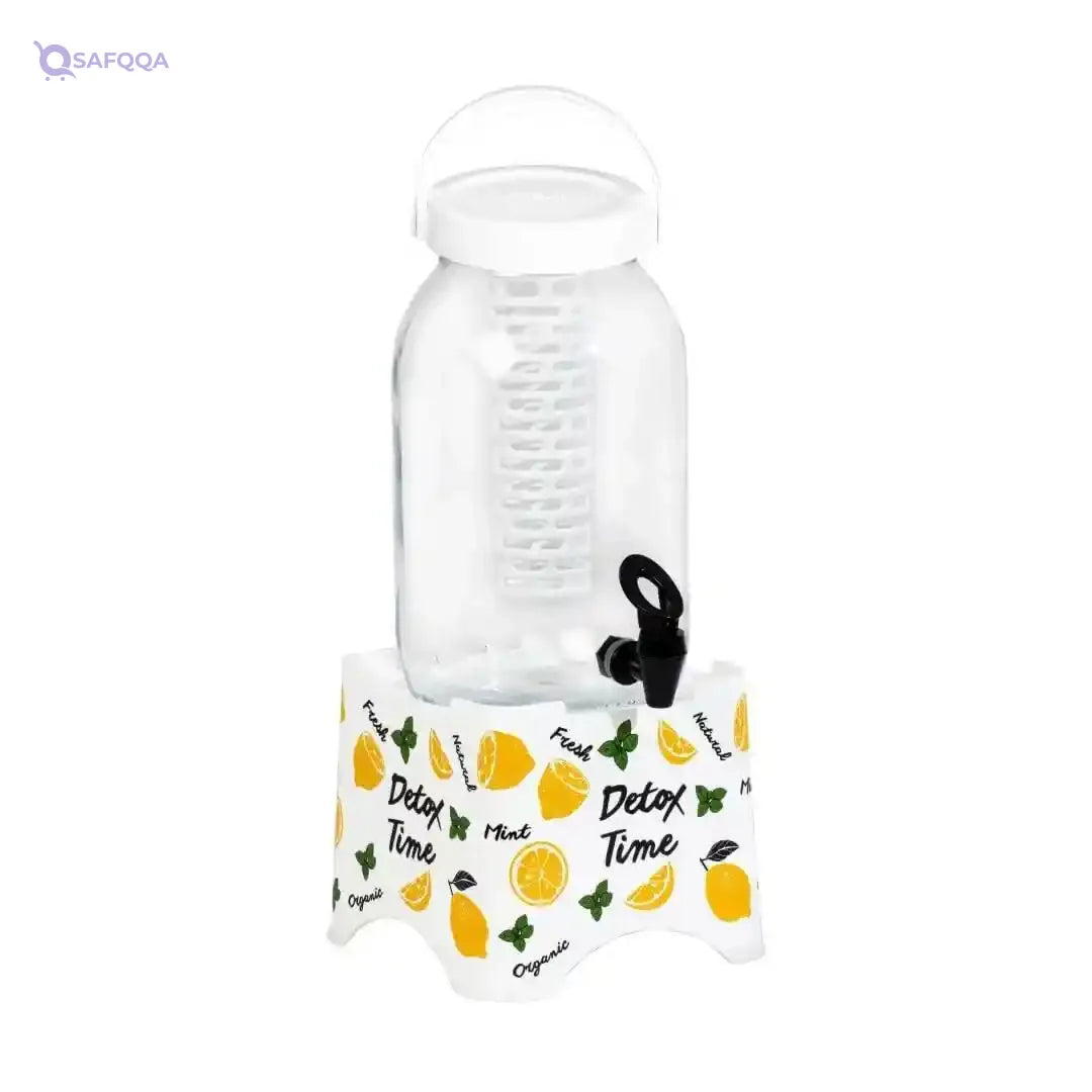 Herevin Beverage Dispenser with Stand with Infuser, 3 Liter Capacity, White - Safqqa
