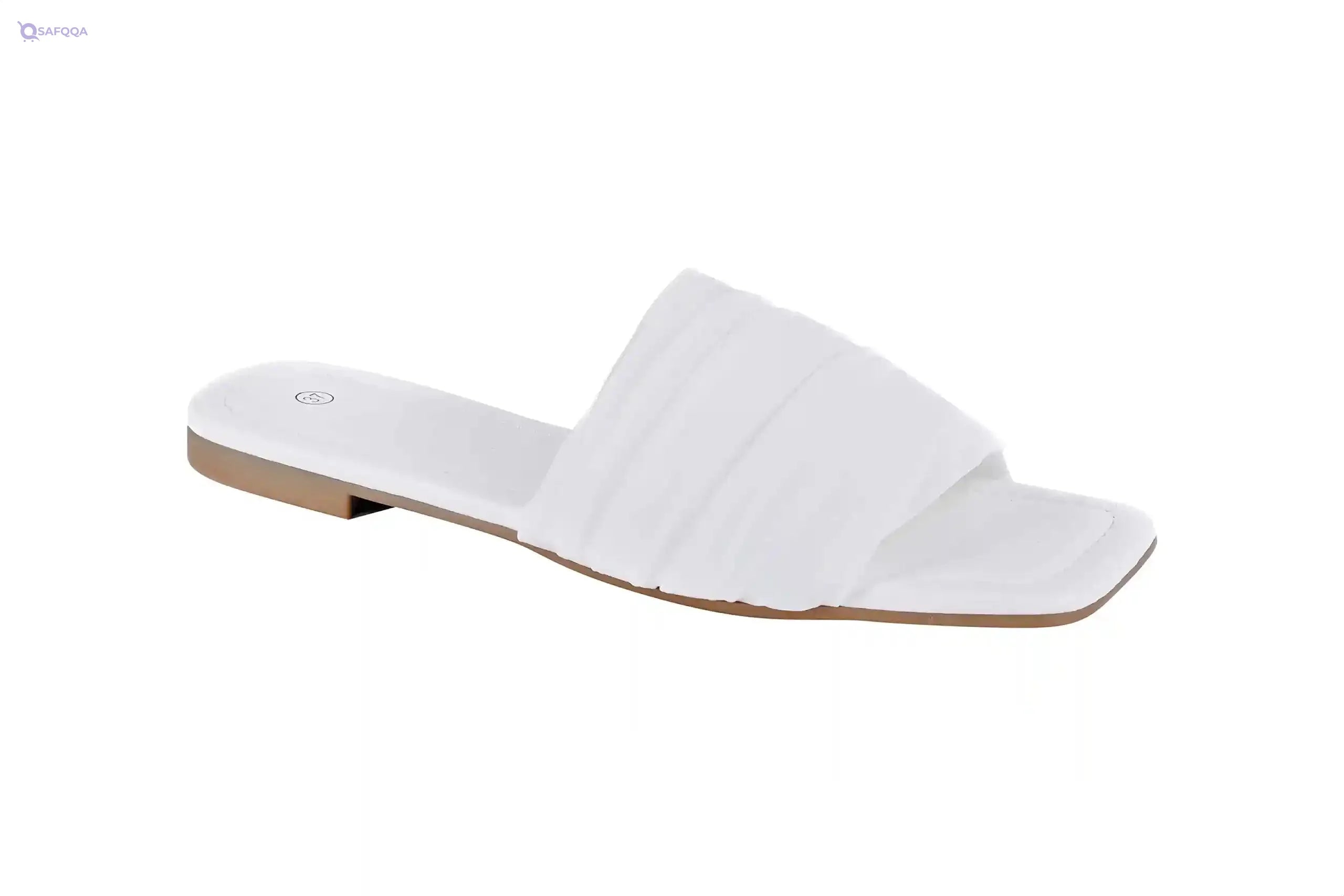 Pixi Faux Suede Square-Toe Gathered Strap Slide Slippers for Women - Safqqa Egypt