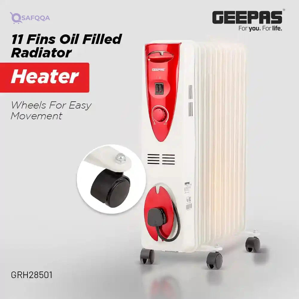 Geepas 11-Fins Oil Filled Radiator Heater – 2000W (Slight Side Dent) - Safqqa