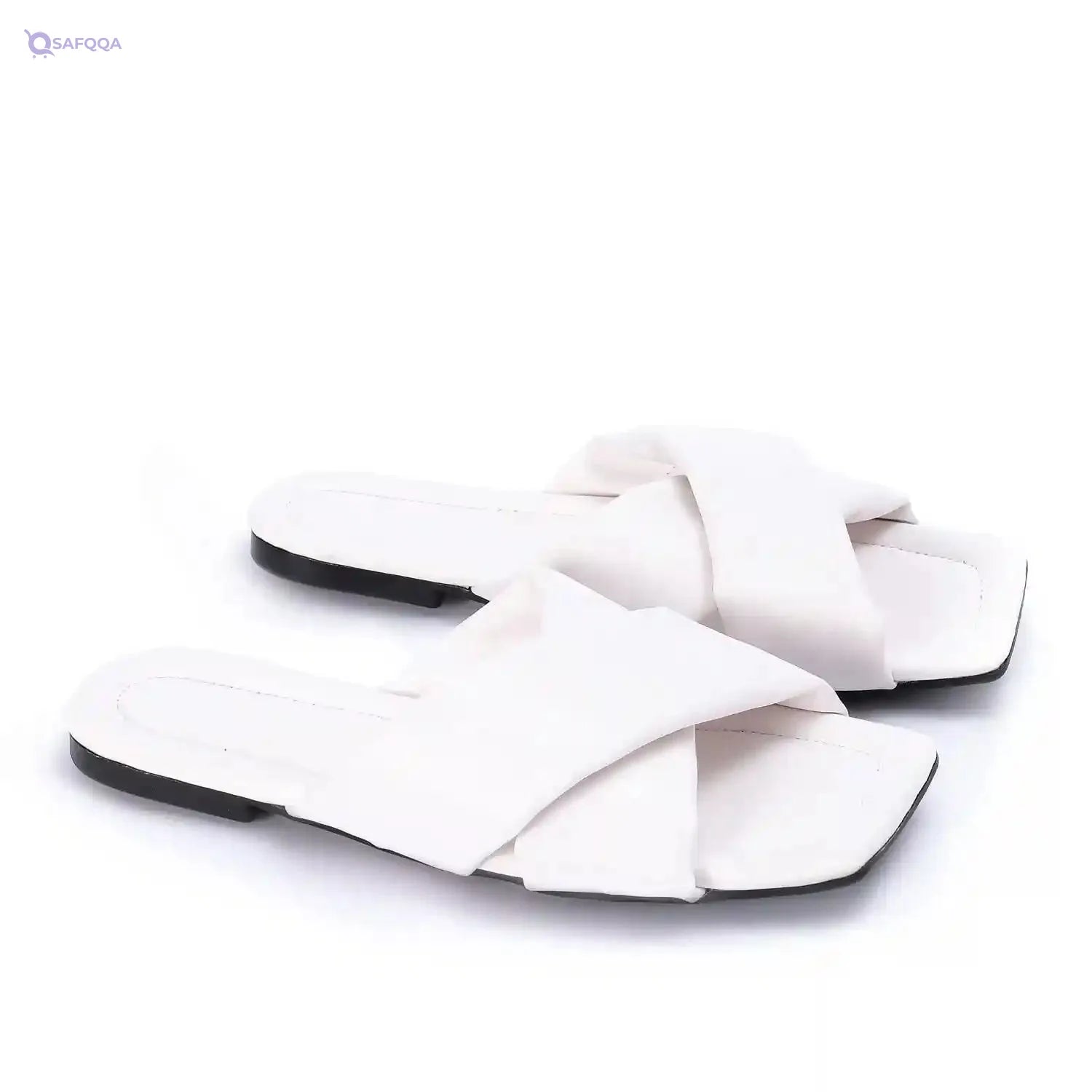 womens Wide Cross Strap Slippers Flip-Flop - Safqqa Egypt
