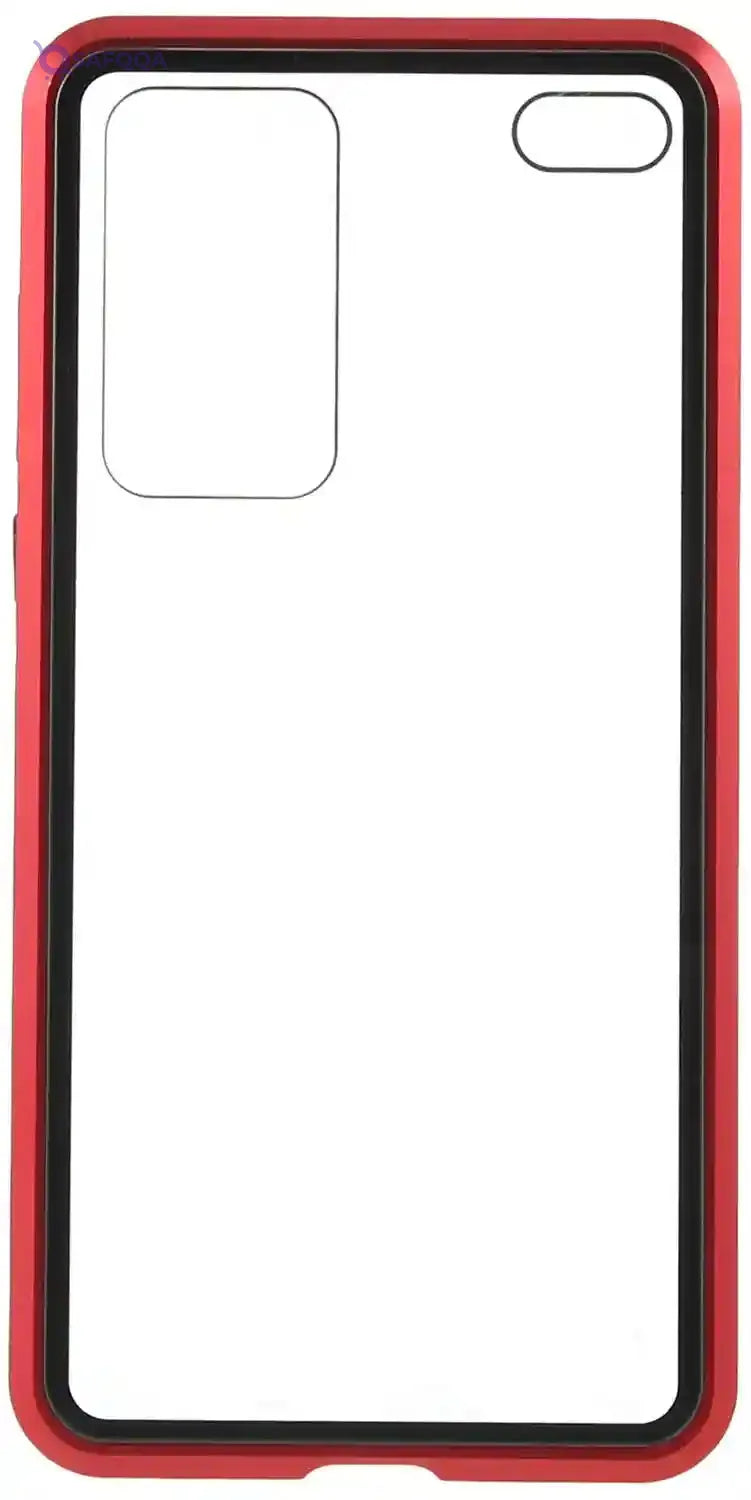 New Design 360 Full Protection Magnetic Back Cover for Huawei P40 - Clear and Red - Safqqa Egypt