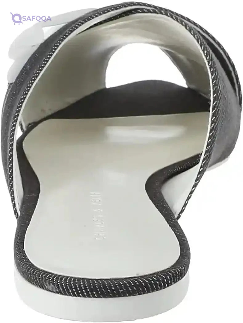 CHARLES & KEITH Fabric Sequin Embellished Peep Toe Plaid Flat Mules for Women - Safqqa Egypt