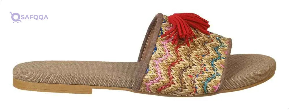 U By Misura Tassel-Detail Braided Straw Strap Round-Toe Slide Slippers for Women - Multi Color - 37 EU - Safqqa Egypt