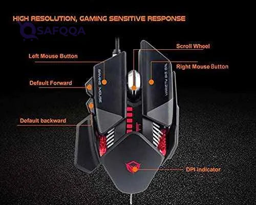 Meetion GM80 - Transformers Mechanical Gaming Mouse (4000 DPI) - For PC & Laptop - Black - Safqqa