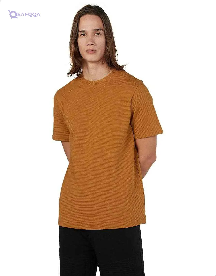 Ribbed Short Sleeves Crew Neck T-shirt for Men - Safqqa Egypt