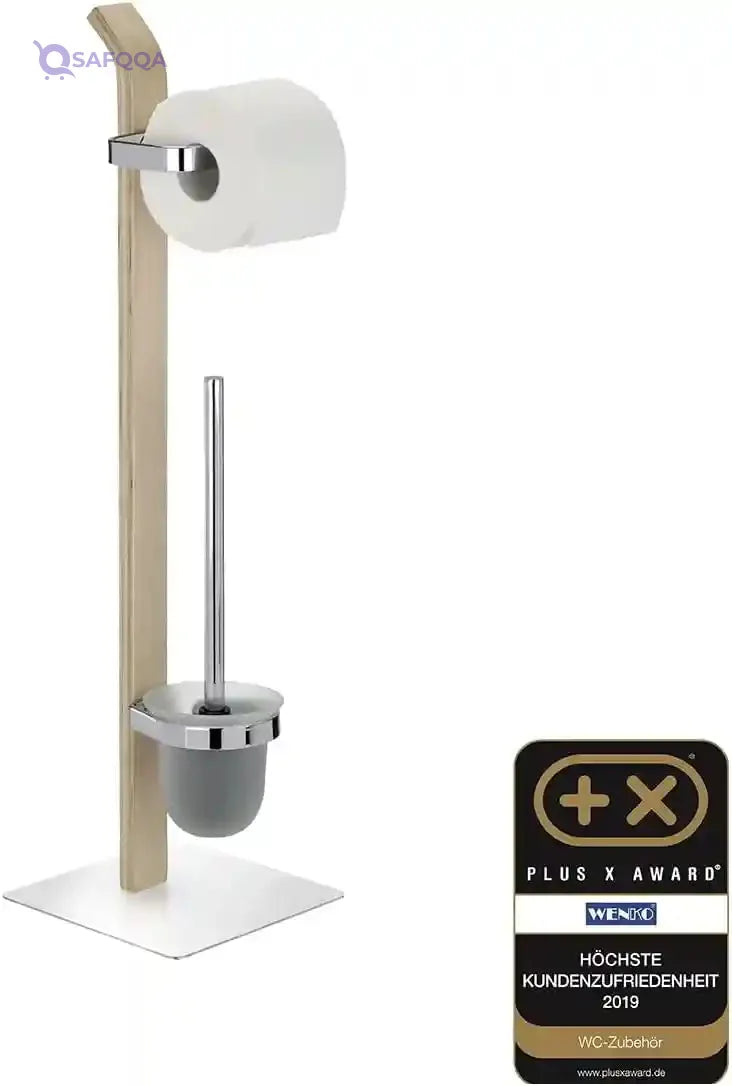 WENKO 20397100 Free standing toilet brush Samona Nature - Steel, 20 x 71.5 x 20 cm, Chrome-Damage Box - Safqqa