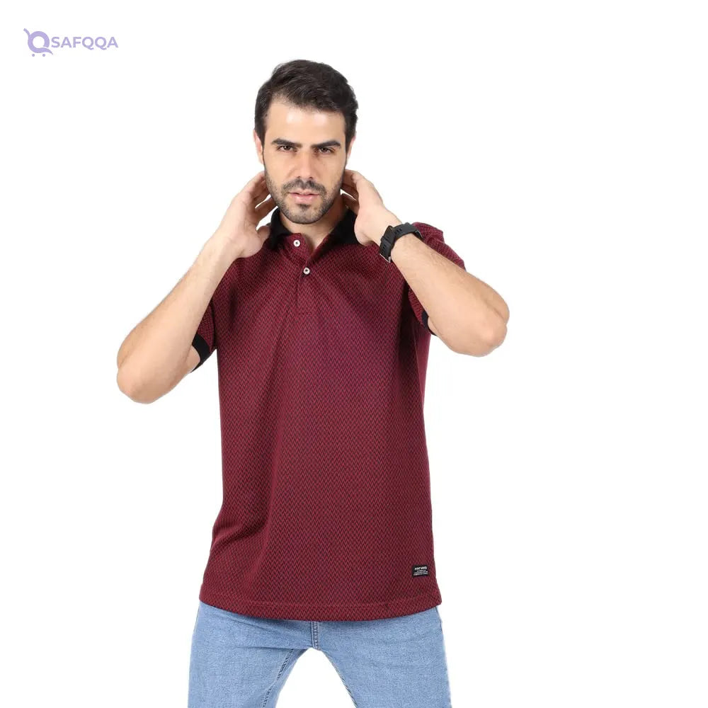 FIRE WOOD Full Print Zig zag Basic Polo For Men,,Soft, breathable fabric for all-day comfort. - Safqqa
