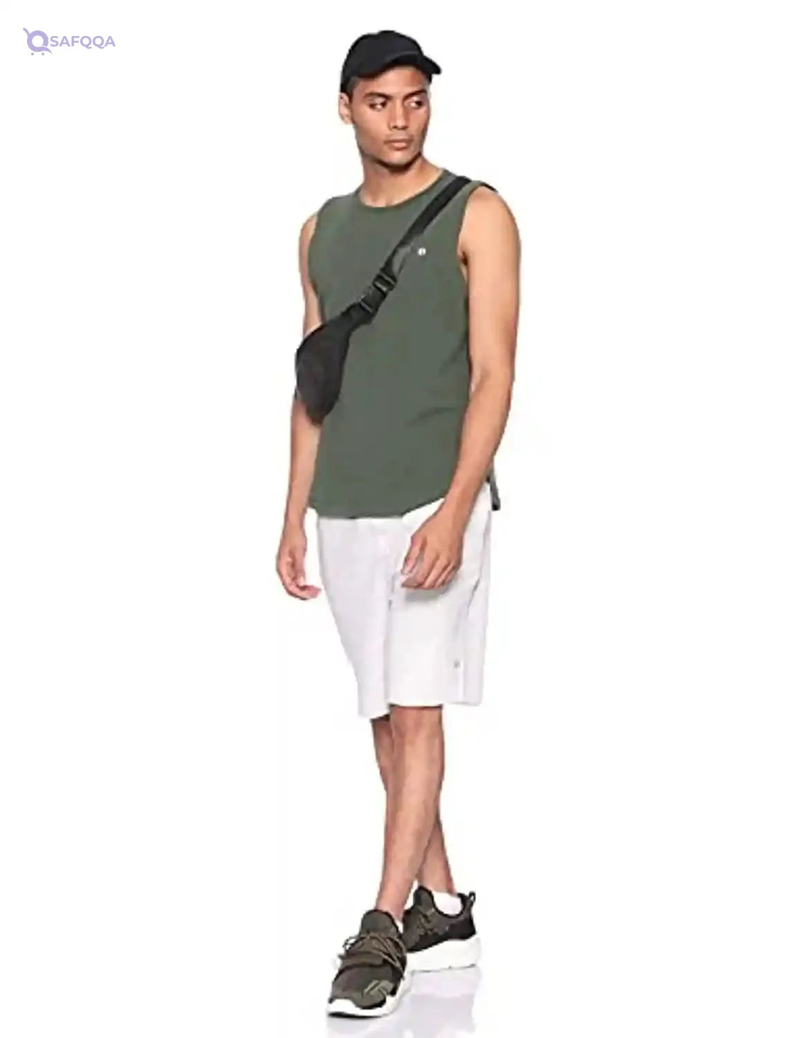 34 By Amr Diab Cotton Round-Neck Chest-Logo Muscle Tee For Men - Safqqa Egypt