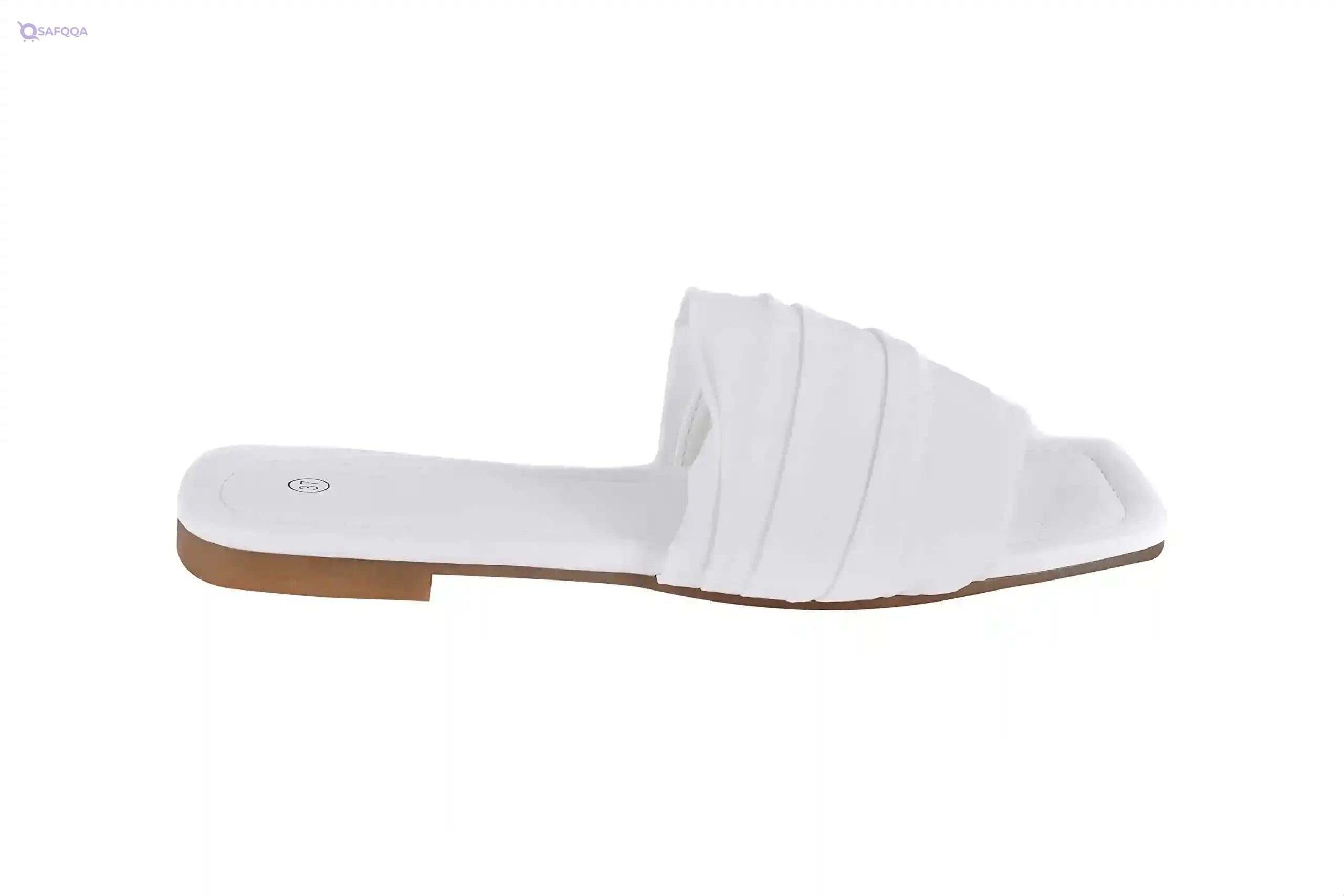 Pixi Faux Suede Square-Toe Gathered Strap Slide Slippers for Women - Safqqa Egypt