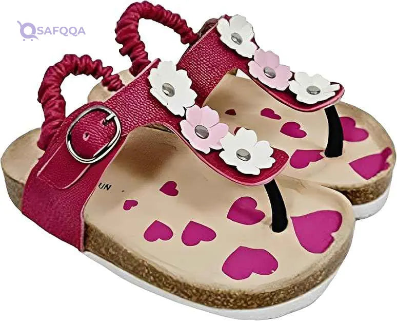 Bellino girls Flower Embellished Elastic Back Strap Thong Sandals Sandal - Safqqa Egypt