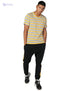Splash Striped Short SLeeves V Neck T-shirt for men - Yellow & White, S - Safqqa Egypt